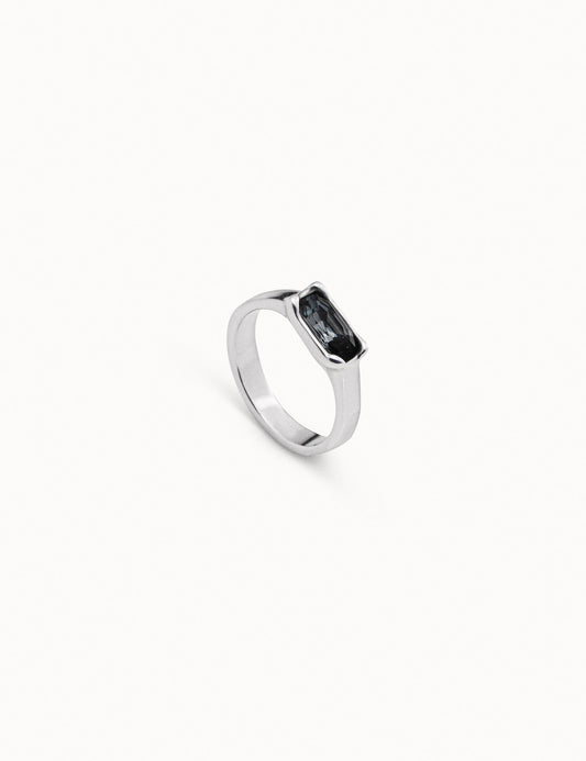 Uno de 50 "Cobra" Ring-Silver (Grey Stone)