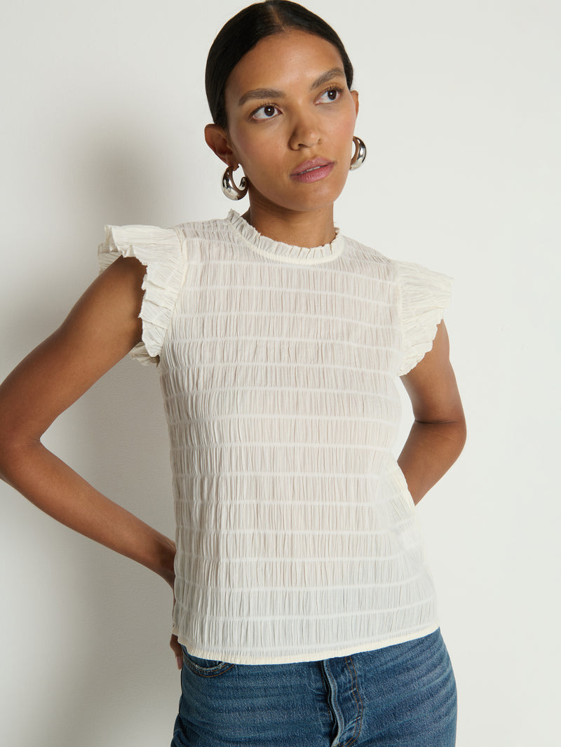 Nation LTD “Ashley” Ruffle Tank - Porcelain