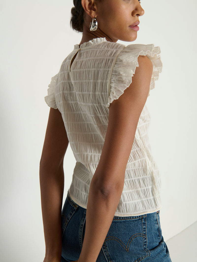 Nation LTD “Ashley” Ruffle Tank - Porcelain