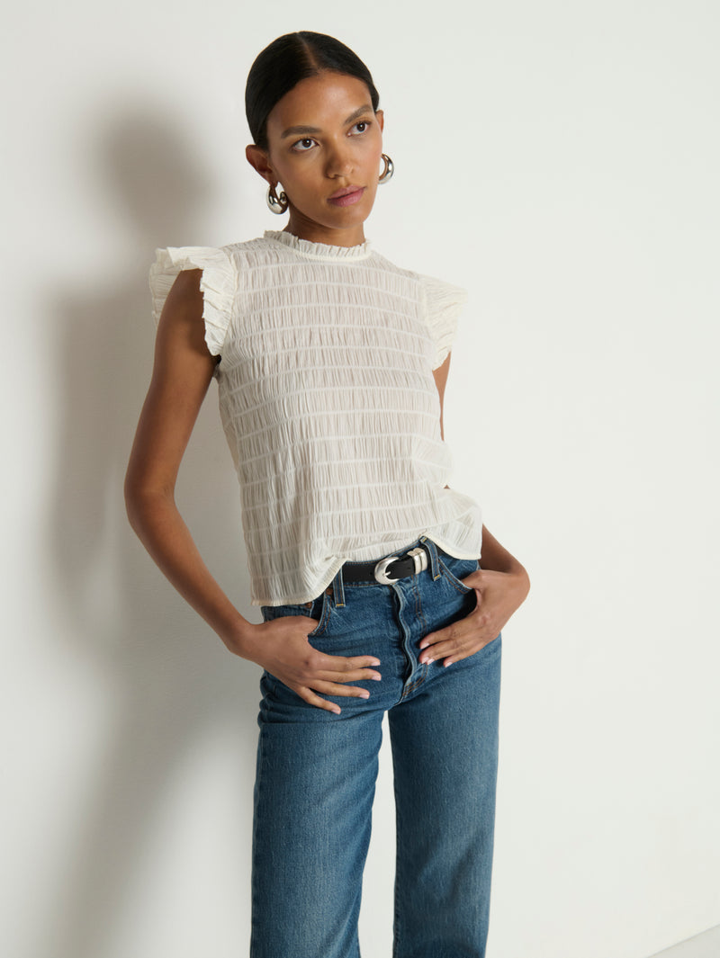 Nation LTD “Ashley” Ruffle Tank - Porcelain