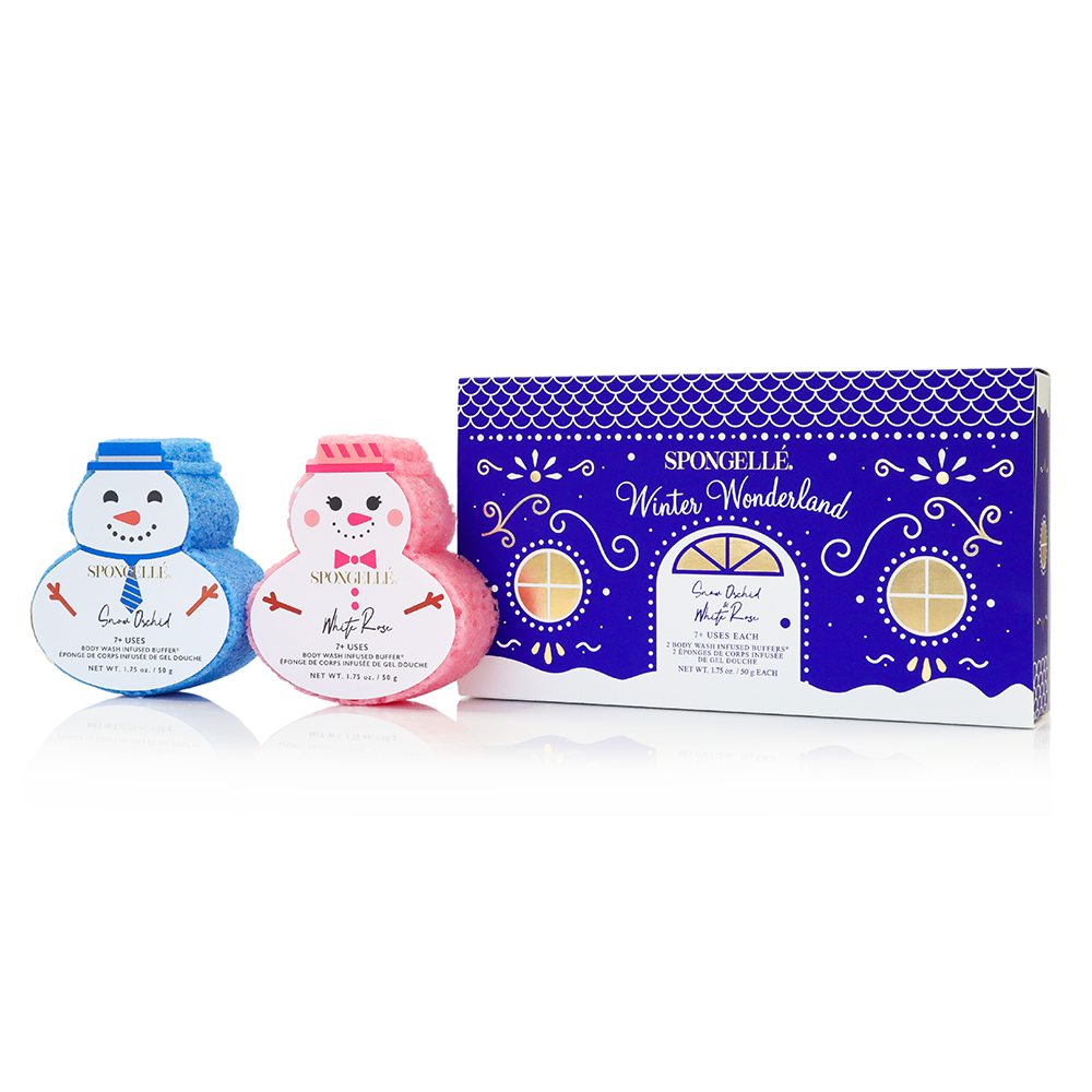 Spongelle Holiday Snowman Gift Set- Winter Wonderland - Snow Orchid & White Rose