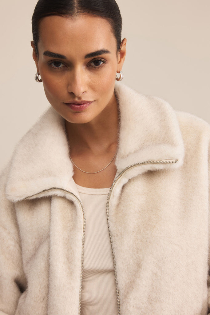 Z Supply Amethyst Fur Jacket - Crystal