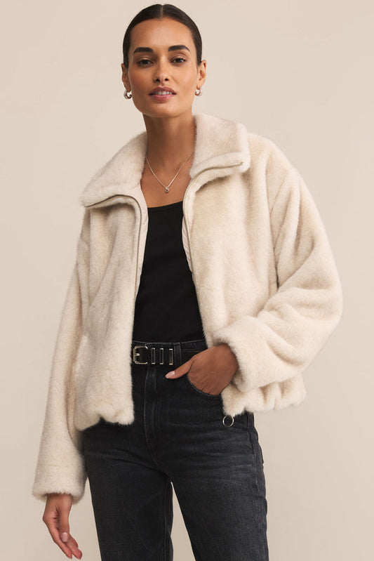 Z Supply Amethyst Fur Jacket - Crystal