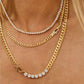 Melinda Maria “Julian Pavé" Lock 5mm Necklace-Gold/White CZ