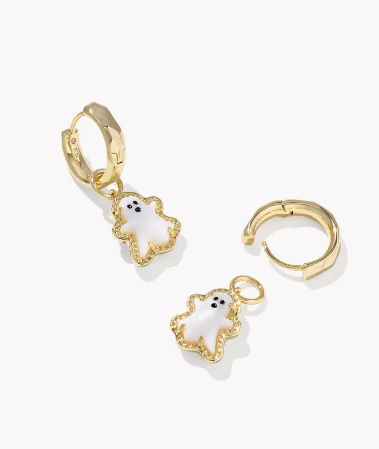 Kendra Scott Ghost Huggie Earring-Gold White MOP