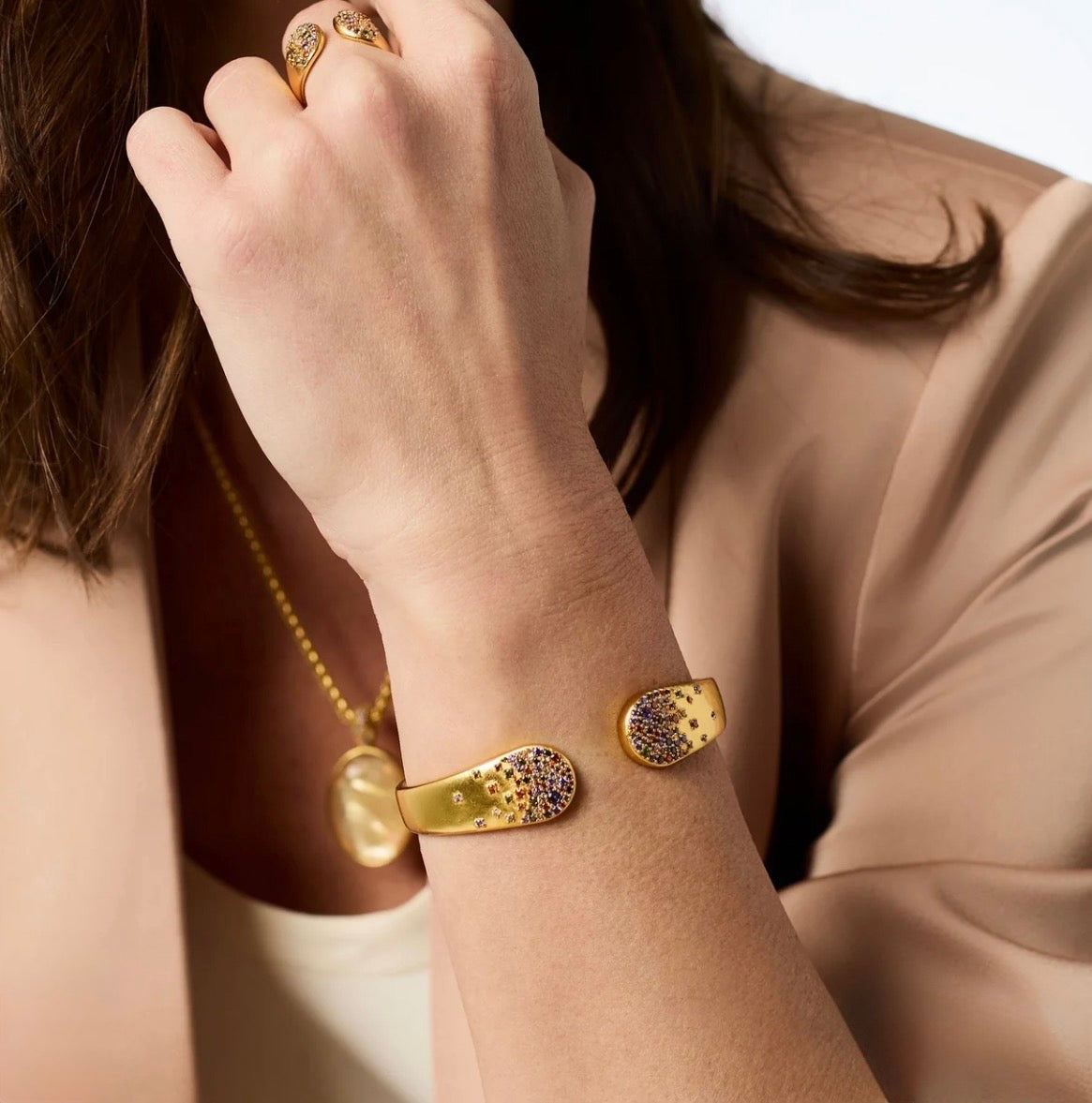 Julie Vos “Stardust” Cuff- Gold/CZ