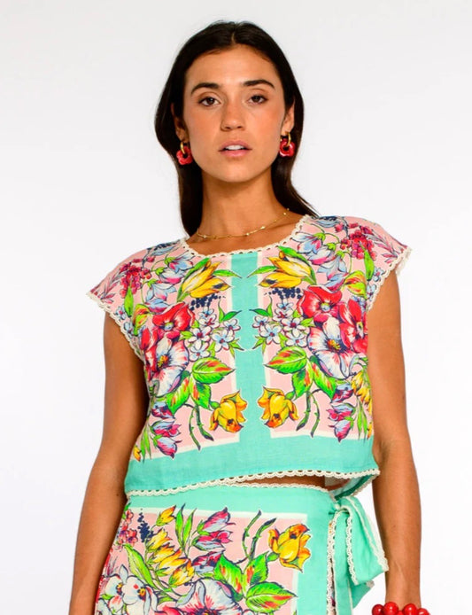 Elizabeth James "Jackie" Top-Vintage Scarf