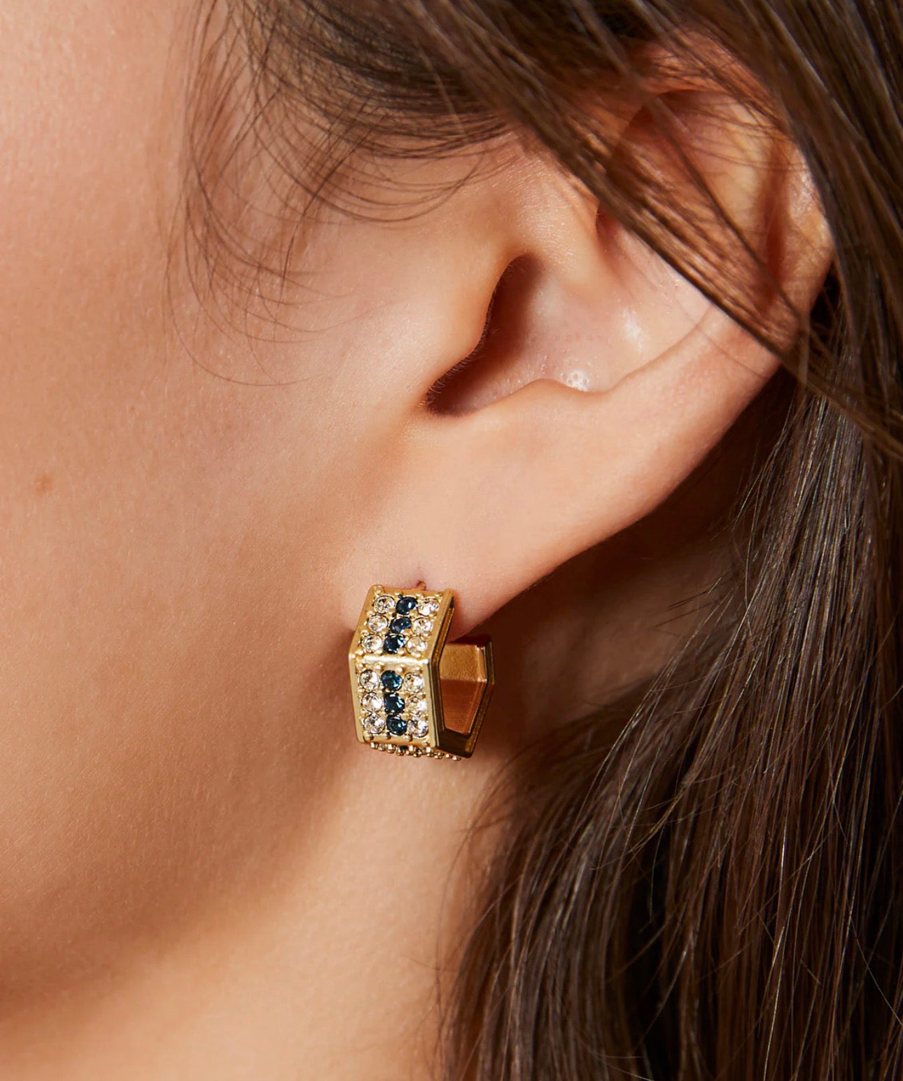 Spartina 449 Watson Hoop Earrings-Crystal/Gold
