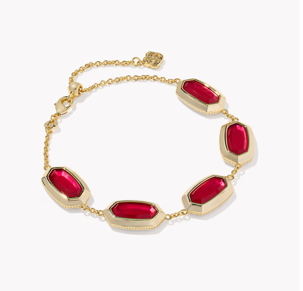 Kendra Scott Elaina Bezel Delicate Bracelet- Gold Carmine Red Illusion