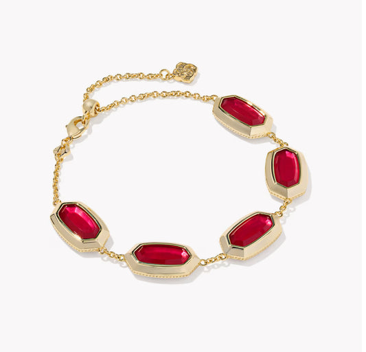 Kendra Scott Elaina Bezel Delicate Bracelet- Gold Carmine Red Illusion