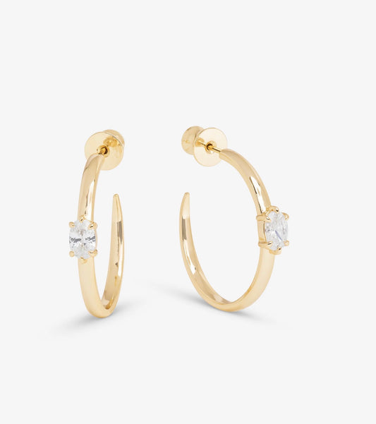 Melinda Maria “She’s on Point” 1” Lasso Hoops-Gold/White