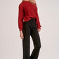Elan Wide Neck Open Knit Sweater-Red