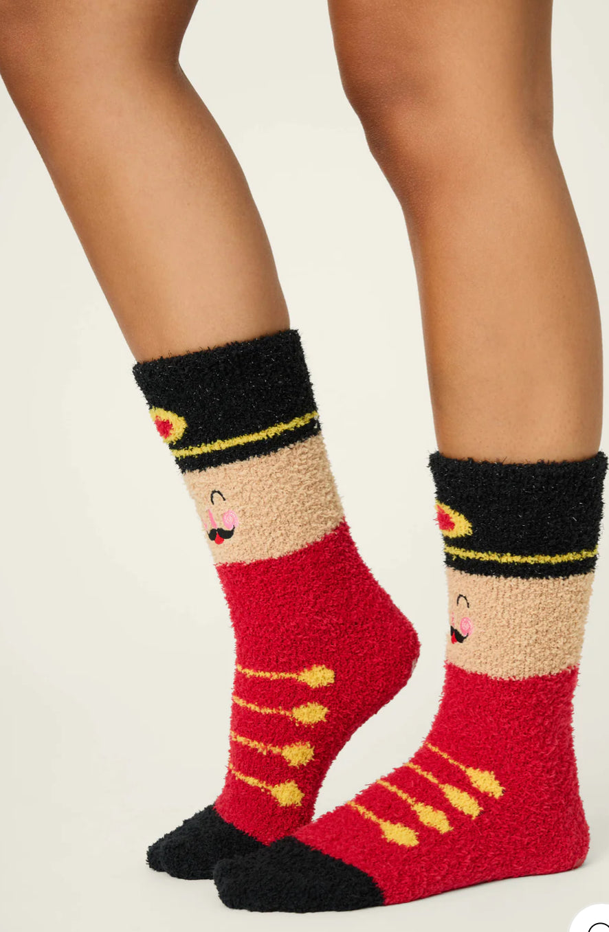 PJ Salvage Cozy Crew Socks-Nutcracker