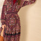 Hale Bob "Marisol" L/S Maxi Dress-Wine