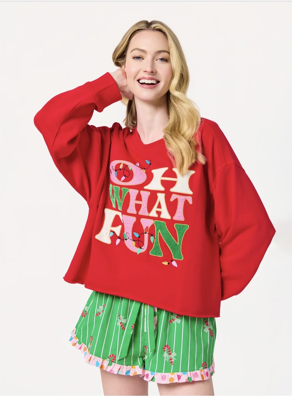 Shiraleah "Oh What Fun" Lounge Sweatshirt-Red