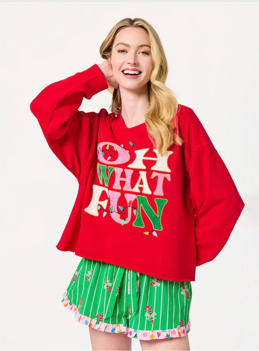 Shiraleah "Oh What Fun" Lounge Sweatshirt-Red