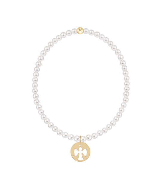 Enewton "Classic" Pearl 3mm Bead Bracelet-Guardian Angel Gold Disc