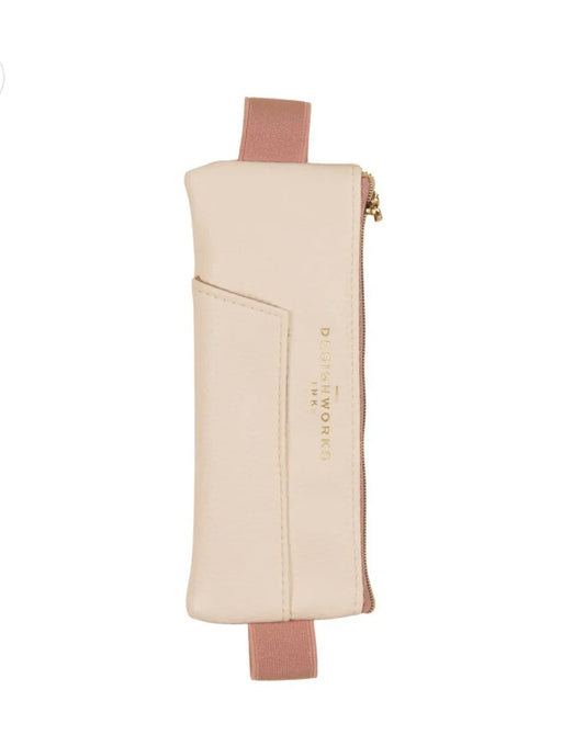 Designworks Ink Vegan Leather Pen Pouch- Cream/Taupe
