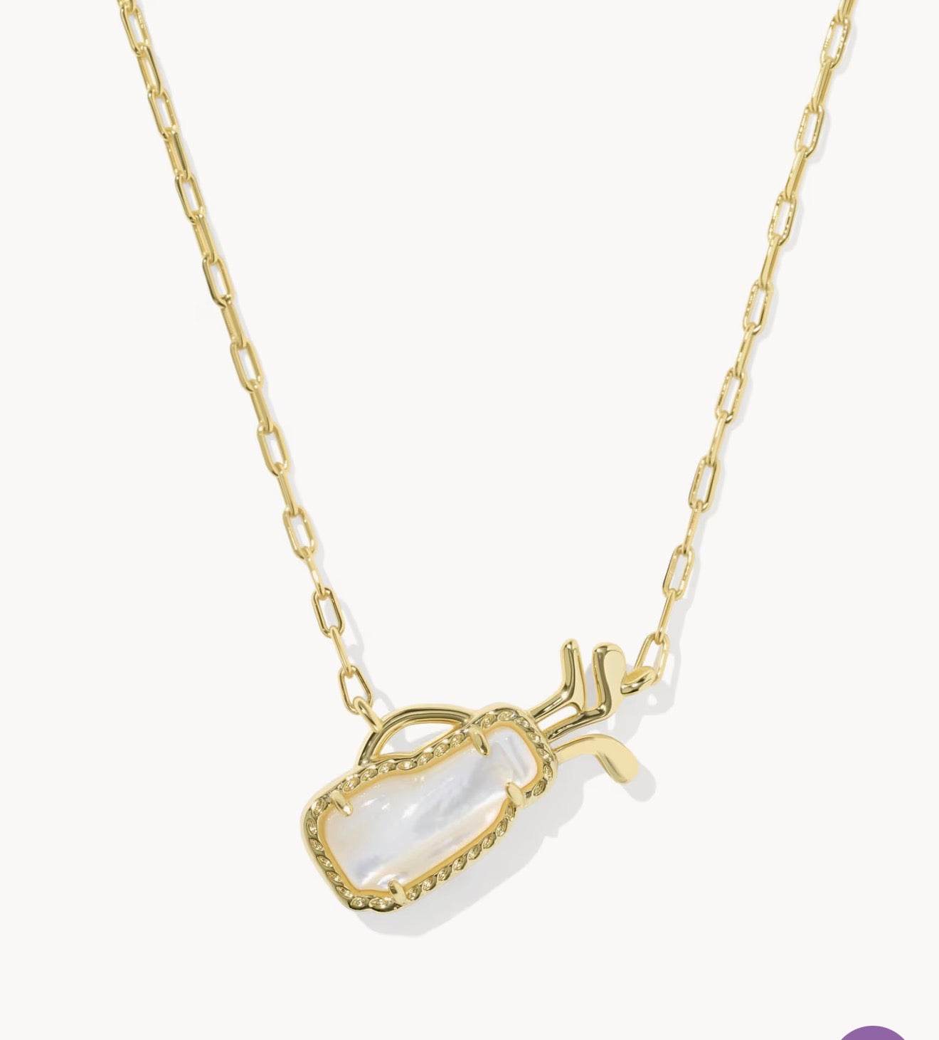 Kendra Scott Golf Short Pendant Necklace-Gold Ivory MOP