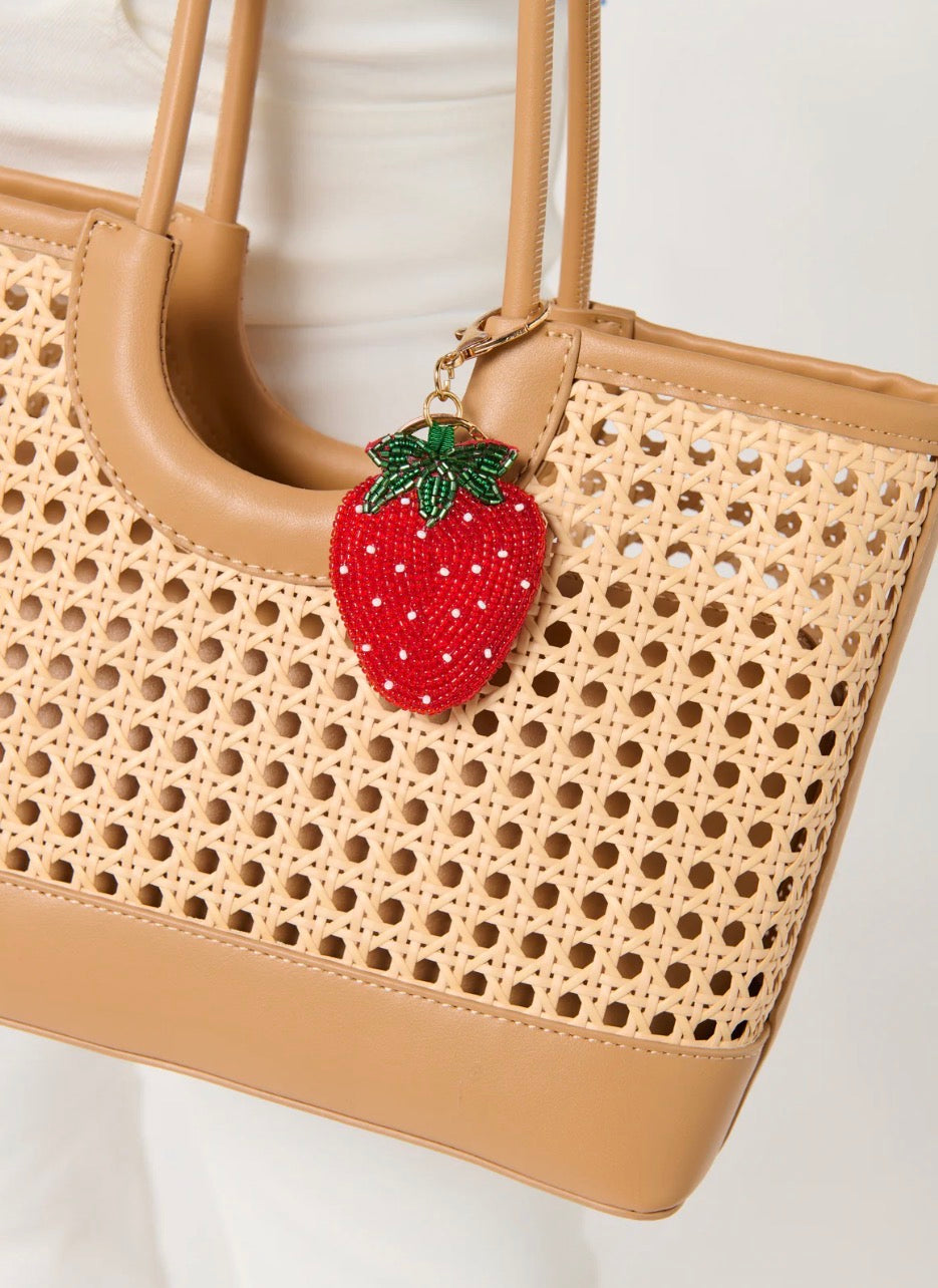 Shiraleah "Strawberry” Beaded Charm/Key Ring