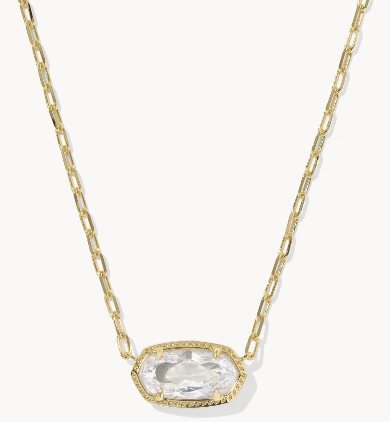 Kendra Scott Elisa Luxe Short Pendant Necklace-Gold White CZ