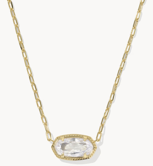 Kendra Scott Elisa Luxe Short Pendant Necklace-Gold White CZ