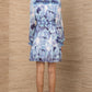 Hale Bob “Bertile” L/S Chiffon Dress- Blue