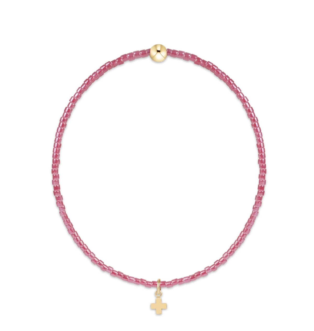 Enewton “Hope Classic” Signature Cross Small Gold Charm Bracelet - Pink Champagne