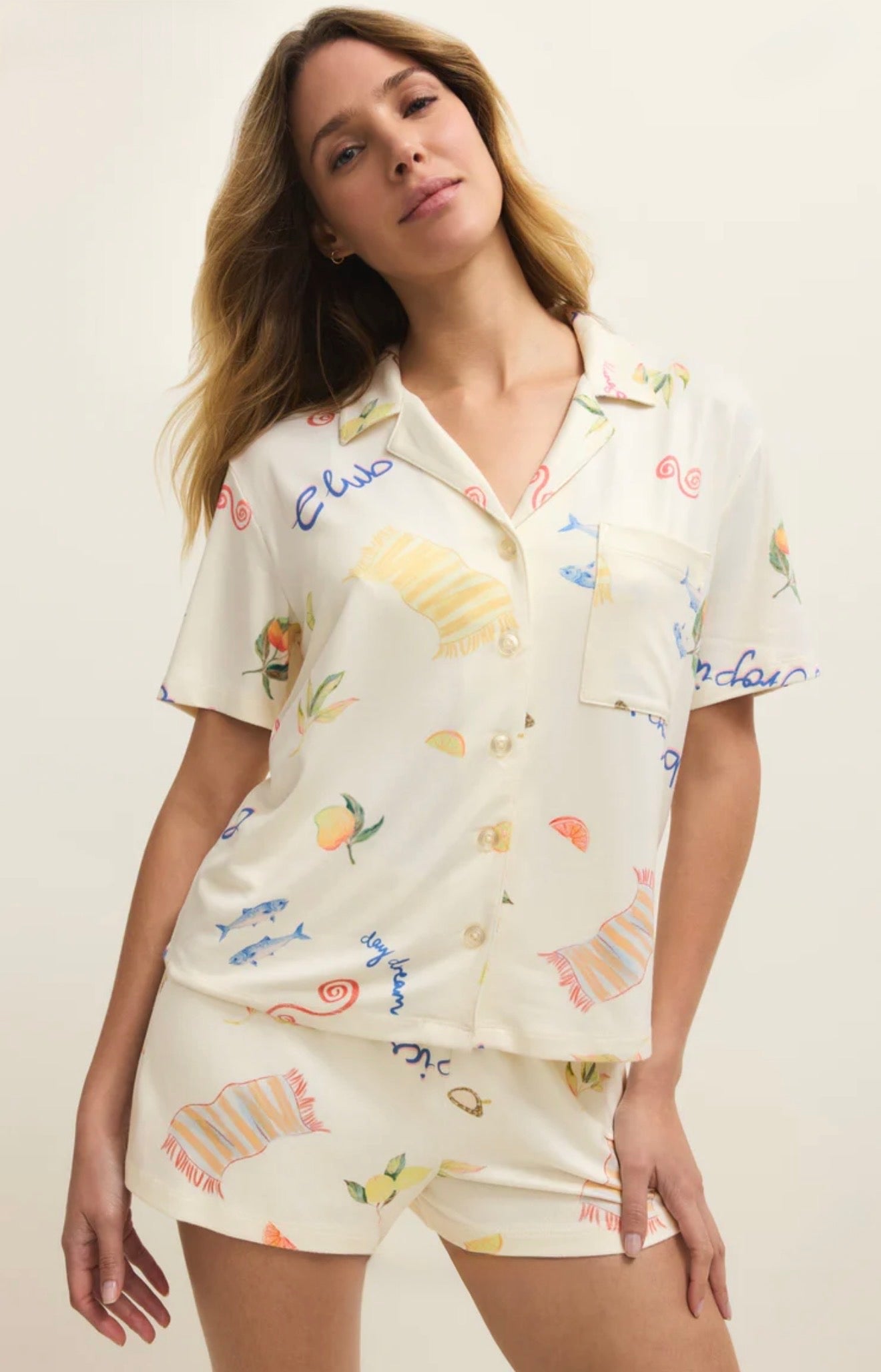 Z Supply Beach Days PJ Top-Vanilla Ice