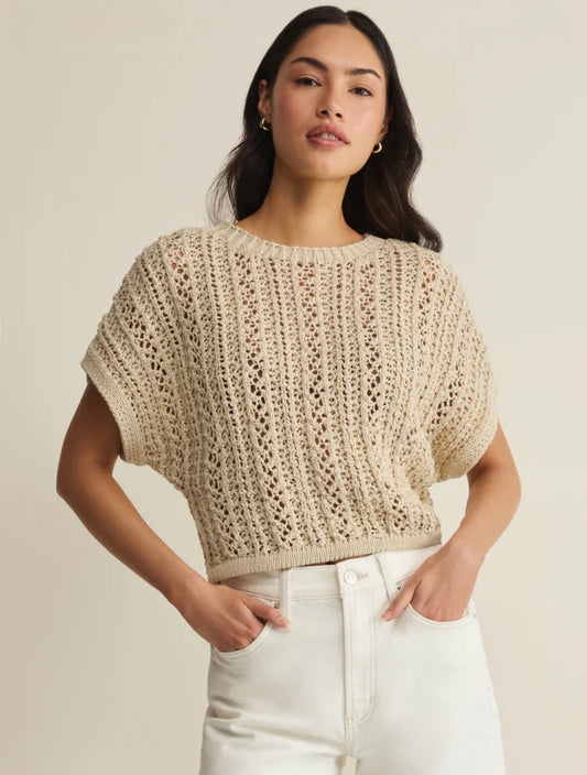 Z Supply Ballast Cropped Crochet Top- Natural