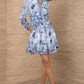 Hale Bob “Bertile” L/S Chiffon Dress- Blue