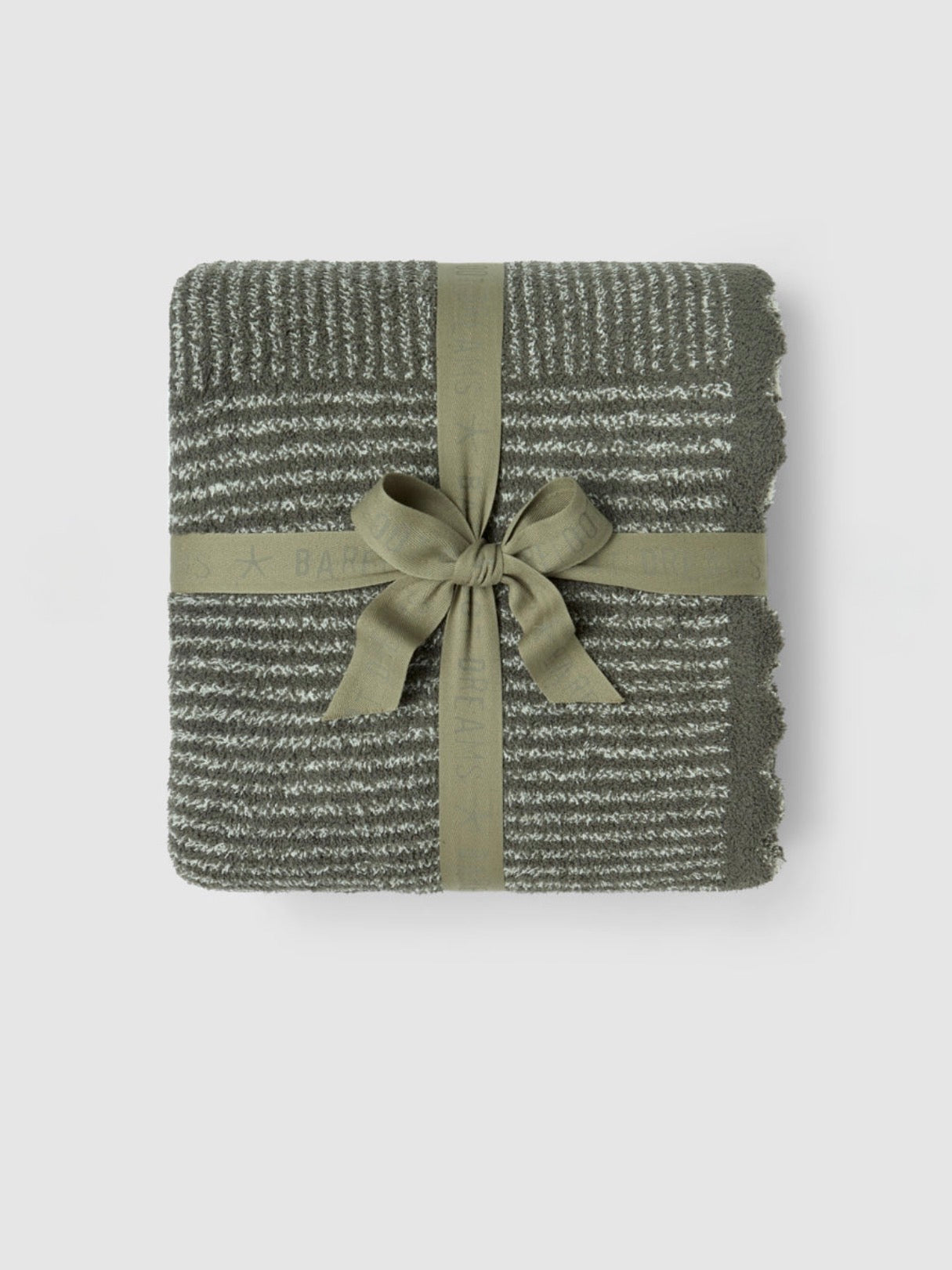 Barefoot Dreams CozyChic® Scallop Stripe Throw-Olive Branch/Cream