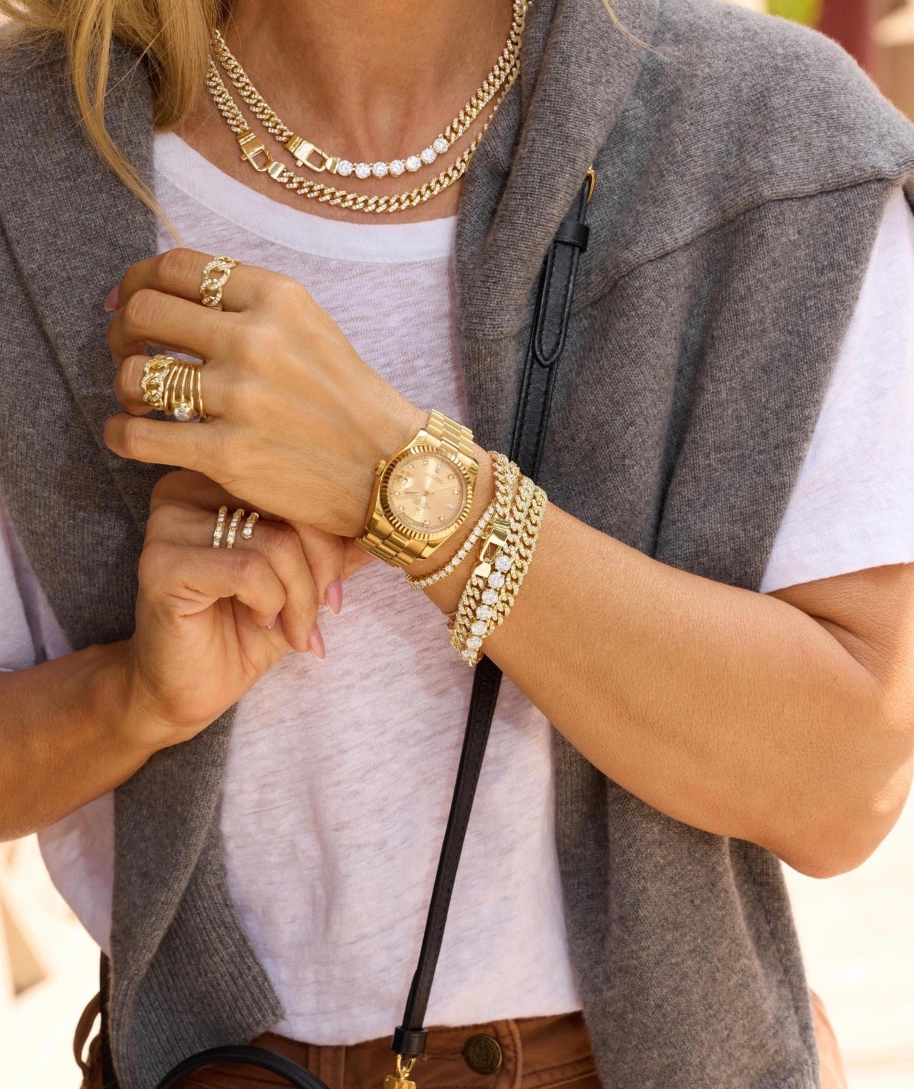 Melinda Maria Graduated Pavé “Julian” Ring-Gold