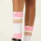 PJ Salvage Cozy Ski Jammie Classic Crew Socks-Pink Santa