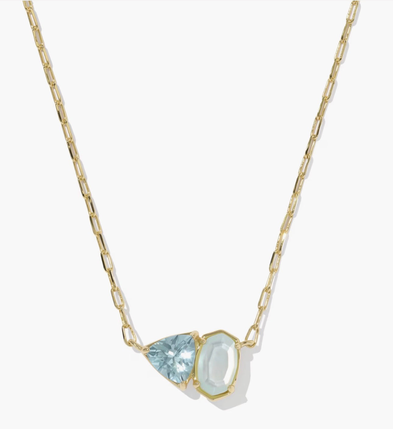 Kendra Scott Tatum Short Pendant Necklace-Gold Light Blue Mix