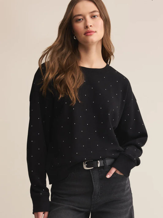 Z Supply Sparkle Crew Neck Sweatshirt-Black