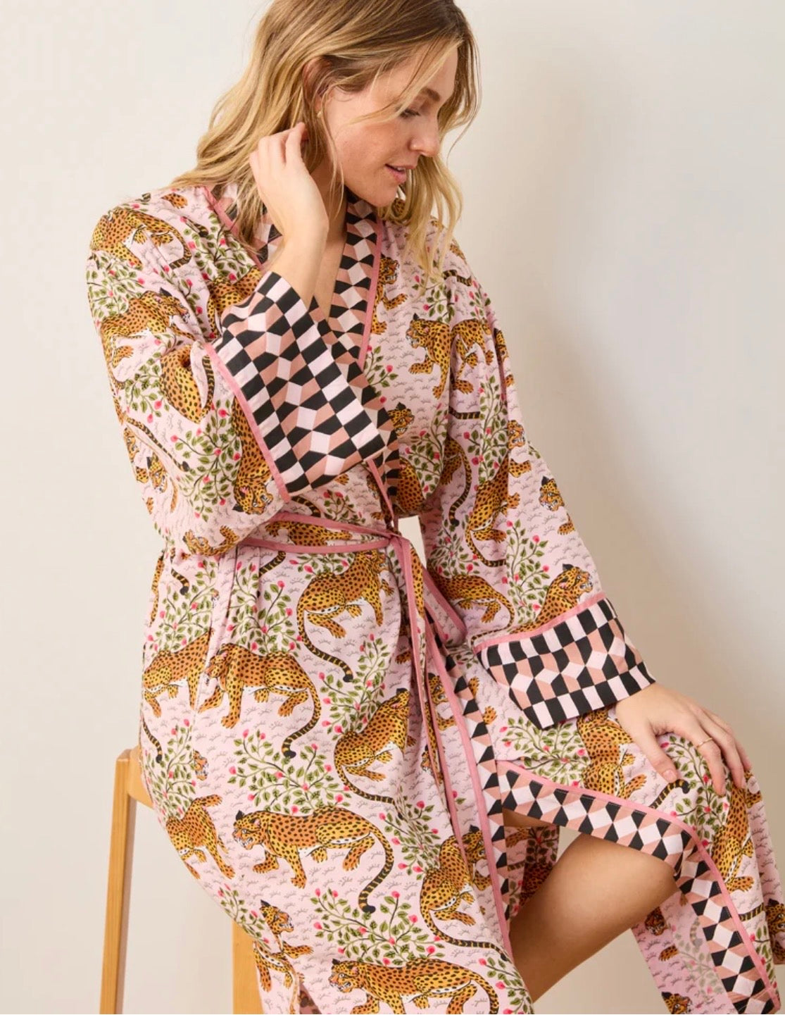 Printfresh "Bagheera" Eco Satin Robe-Blush