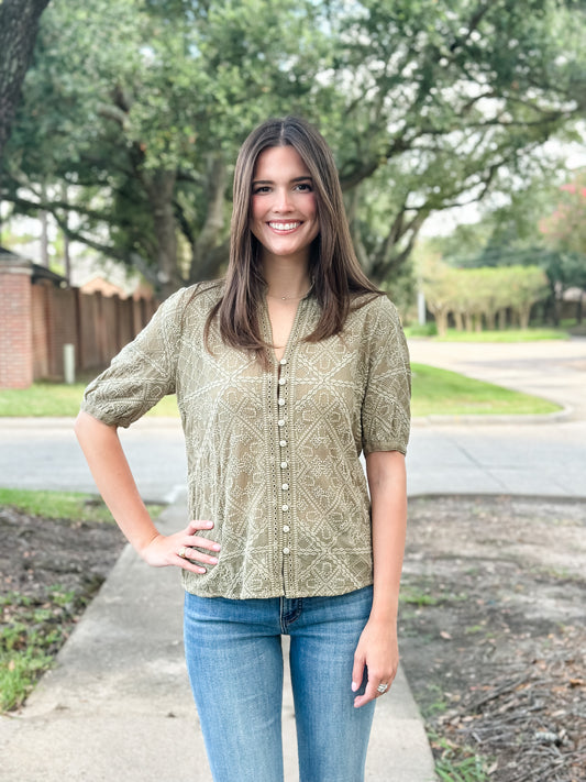 Johnny Was Briallen Shirt-Gelina (Martini Olive)