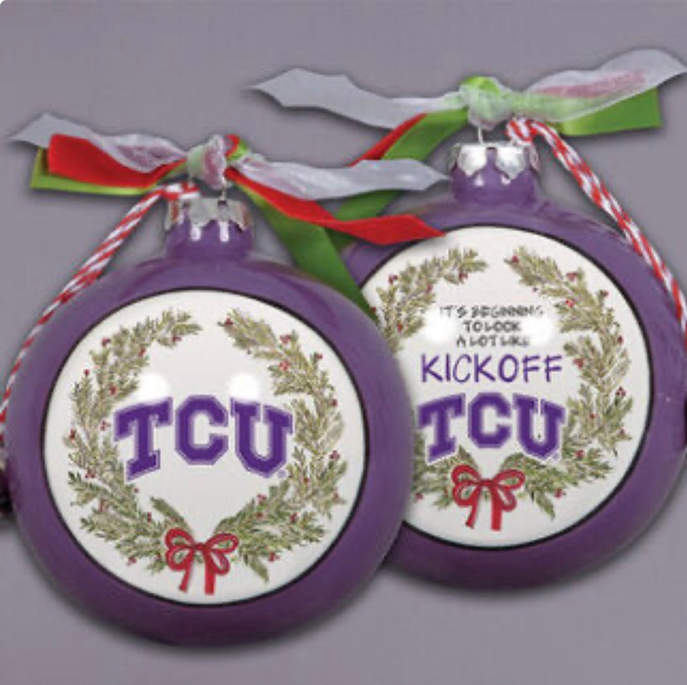 Magnolia Lane "Kick Off" Ornament-Texas Christian University