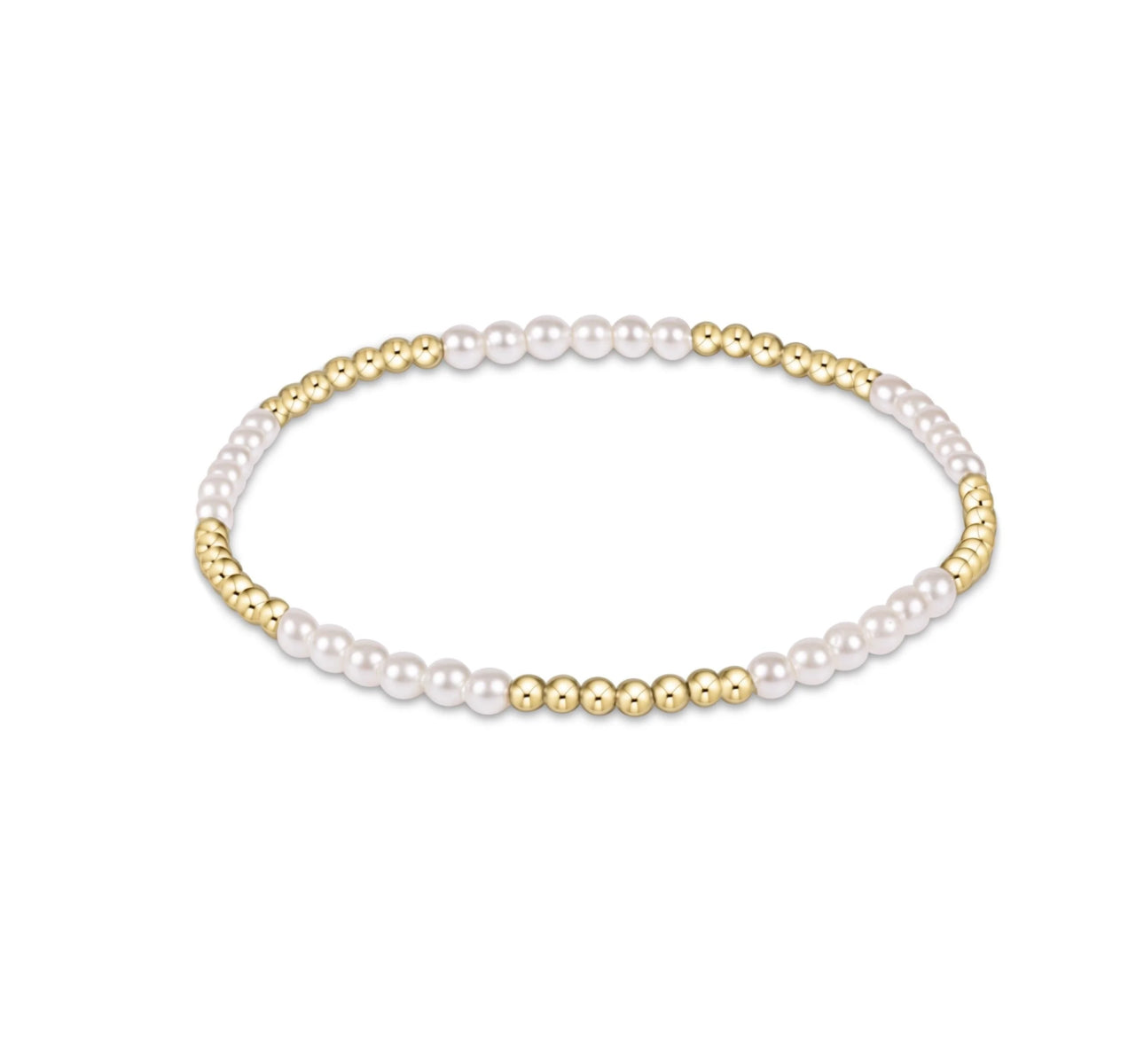 Enewton “Classic Blissful” Pattern 2.5mm Gold Bead, 3mm Pearl Bracelet (BCL2BLFPPE3)