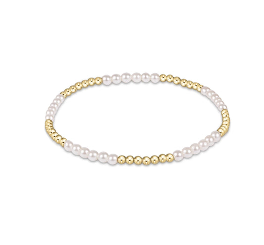 Enewton “Classic Blissful” Pattern 2.5mm Gold Bead, 3mm Pearl Bracelet (BCL2BLFPPE3)