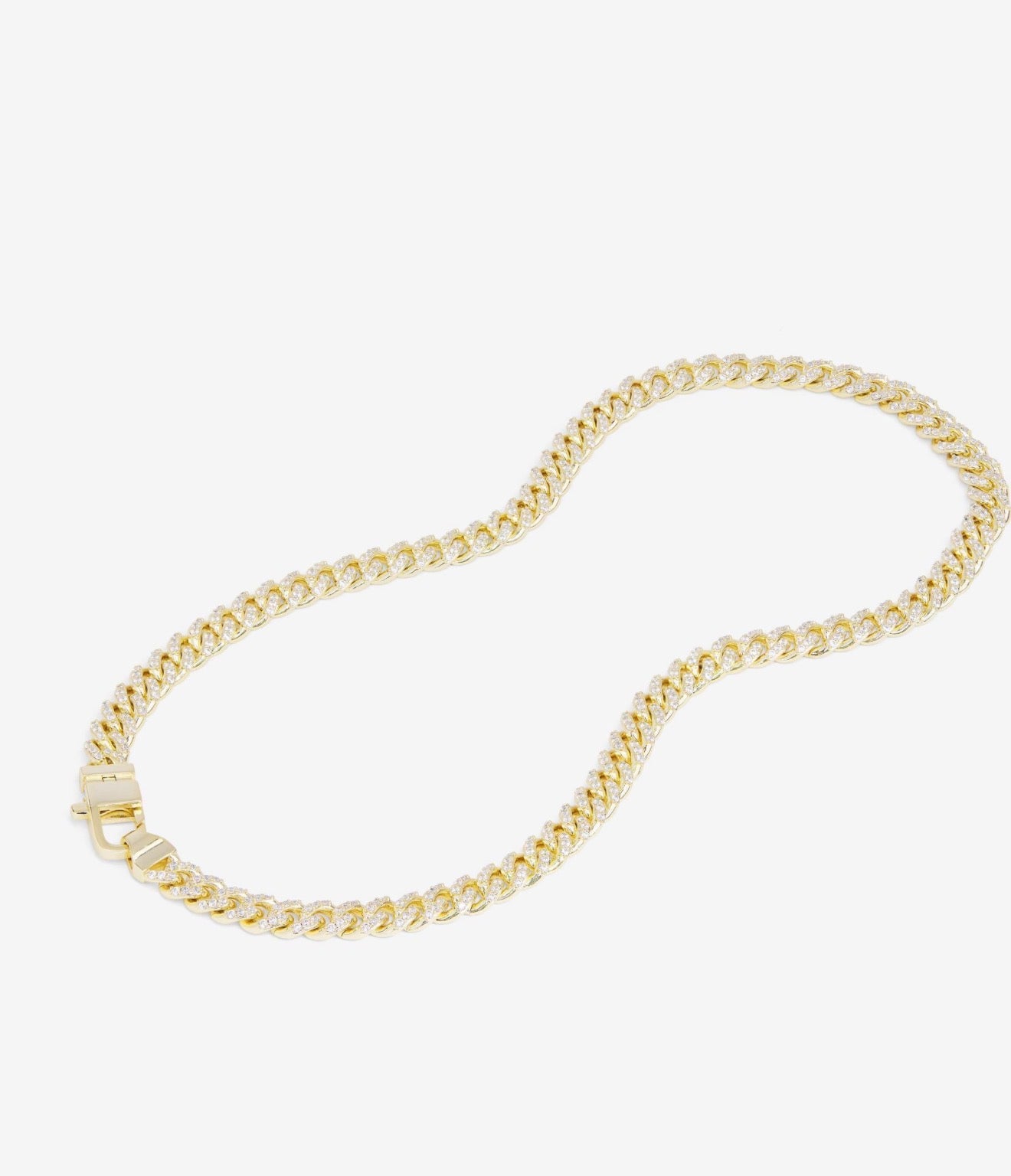 Melinda Maria “Pavé Julian” Cuban Chain Necklace-Gold/White CZ