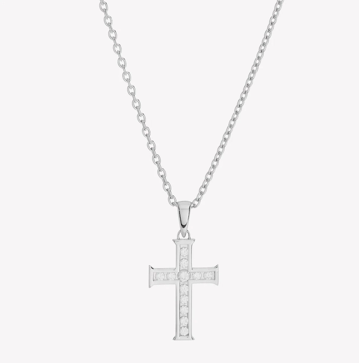Rizen Luminous Cross Pendant Necklace-Silver