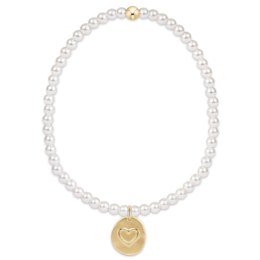 Enewton "Classic Pearl" 3mm Bead Bracelet-Inspire Love Small Gold Charm