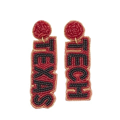 Collegiate Beaded Earrings-Texas/Tech