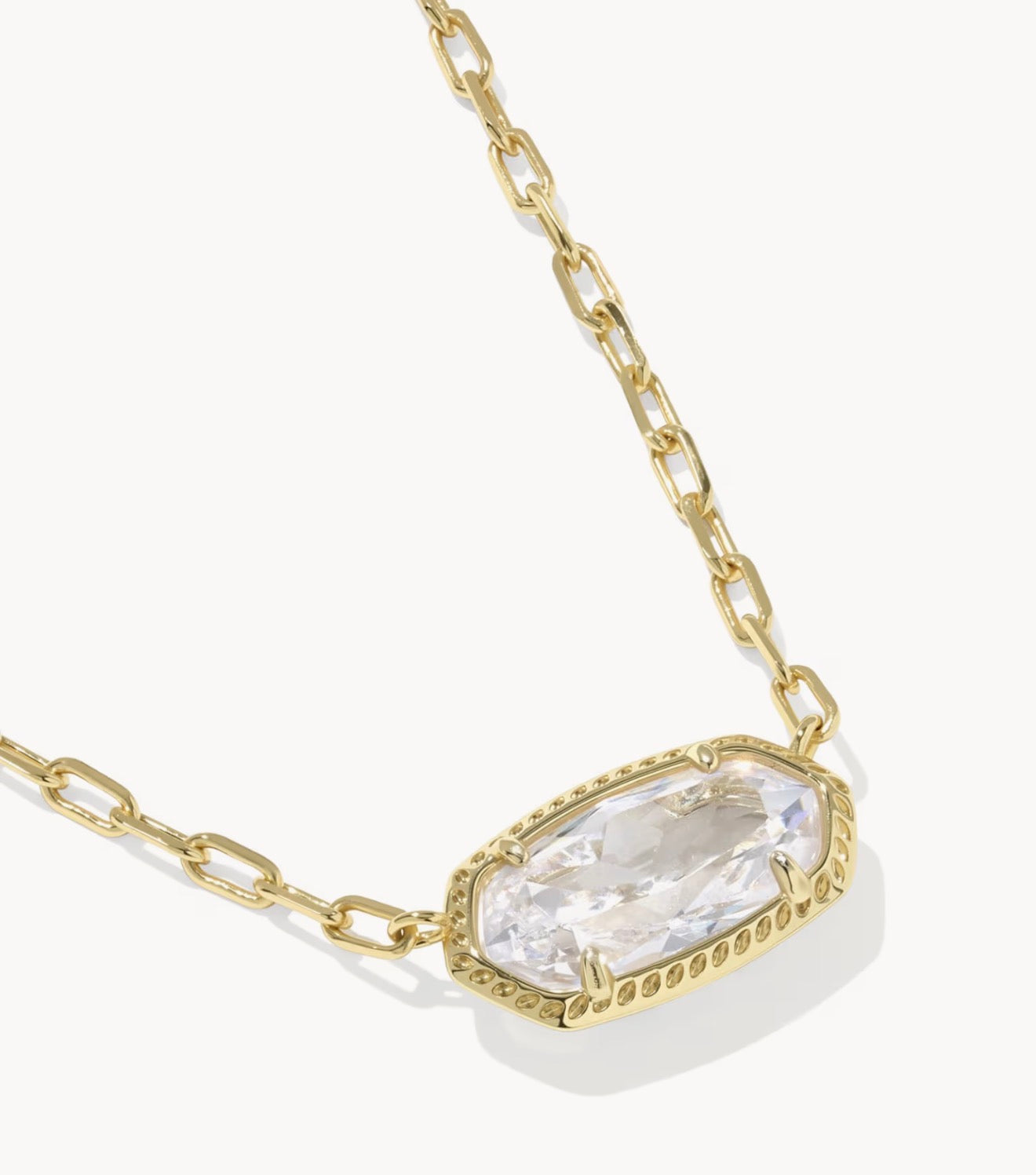 Kendra Scott Elisa Luxe Short Pendant Necklace-Gold White CZ