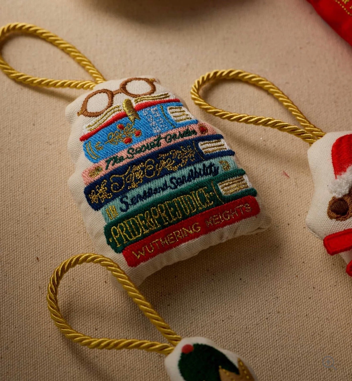 Rifle Paper Co. "Book Club"  Embroidered Ornament