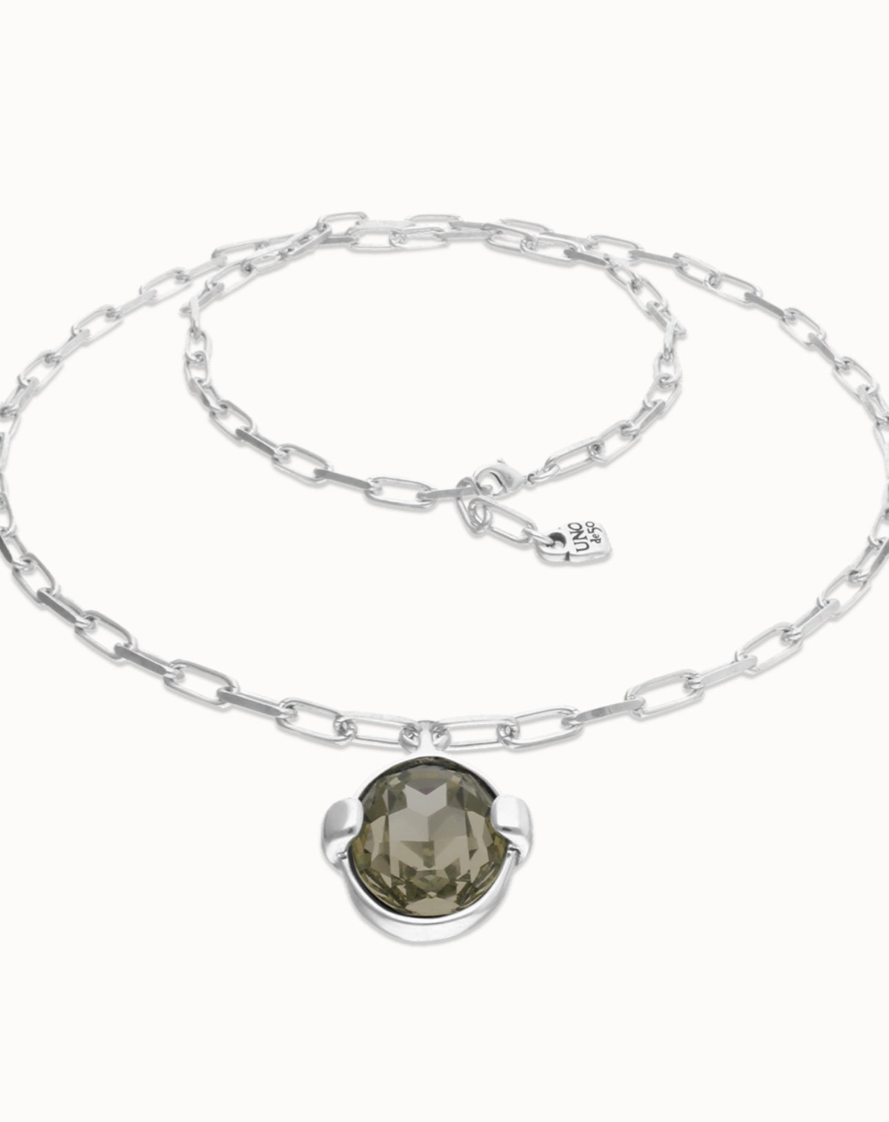 Uno de 50 “Ser Deslumbrante” (be stunning) Paperclip Chain Long Necklace-Silver/Black