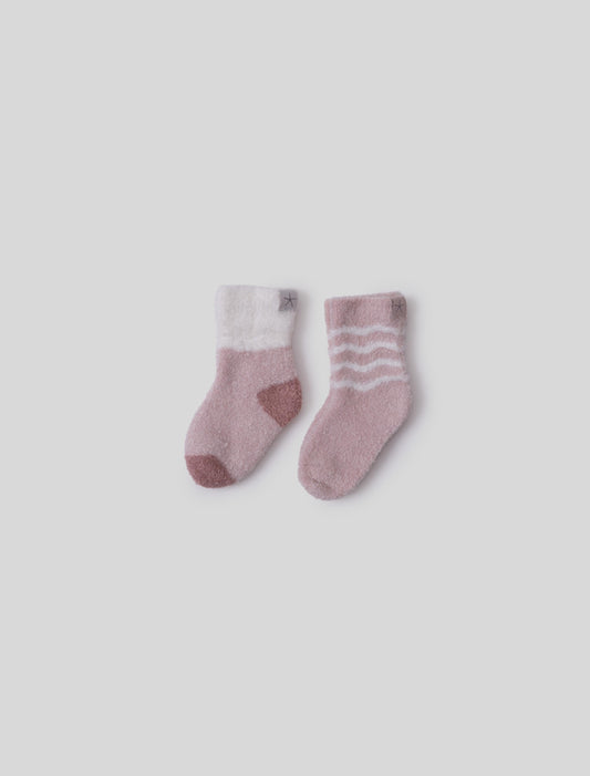 Barefoot Dreams CozyChic Lite® Baby Sock Stripe 2 pc. Set-Dusty Rose Multi