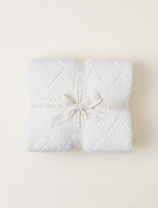 Barefoot Dreams CozyChic® Diamond Weave Blanket-Cream